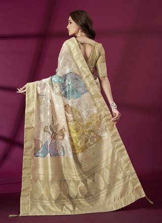 Silk Classic Sari In Beige Color