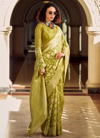 Silk Classic Sari In Green