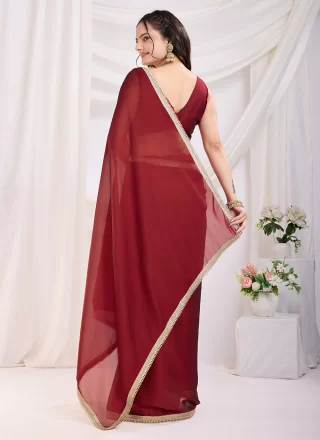Silk Classic Sari In Maroon Color