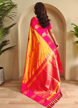Silk Classic Sari In Orange