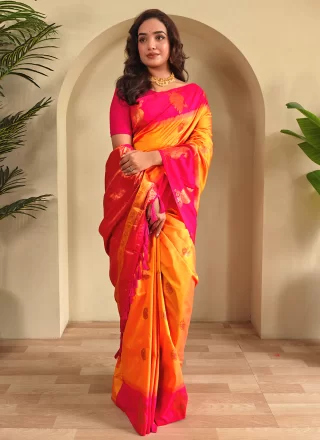 Silk Classic Sari In Orange