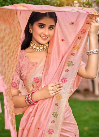 Silk Classic Sari In Pink Colour