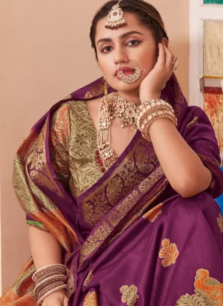 Silk Classic Sari In Purple