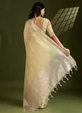 Silk Classic Sari In Yellow Color