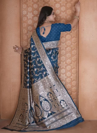 Silk Contemporary Saree In Morpeach