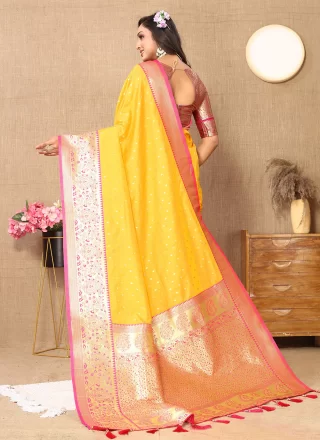 Silk Contemporary Saree In Mustard Colour