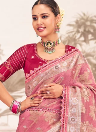 Silk Contemporary Saree In Pink