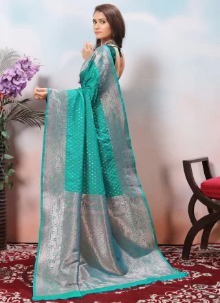 Silk Contemporary Saree In Rama Colour