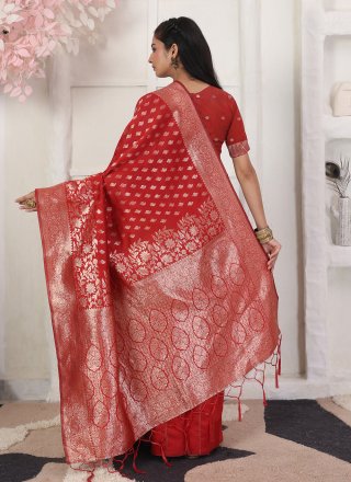 Silk Contemporary Saree In Rust