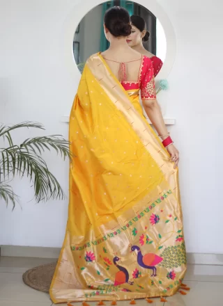 Silk Contemporary Saree with Embroidered and Jacquard Work