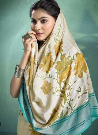 Silk Contemporary Saree with Fancy and Print Work