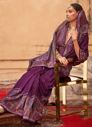 Silk Contemporary Saree with Paisley Print Work