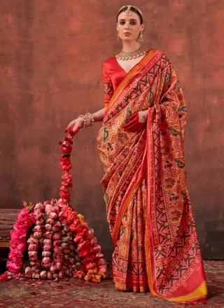 Silk Contemporary Sari In Multi Colour