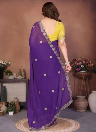Silk Contemporary Sari In Purple