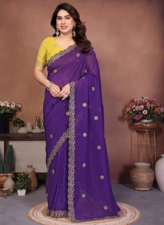 Silk Contemporary Sari In Purple