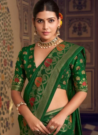 Silk Contemporary Sari with Banarasi Jari Work