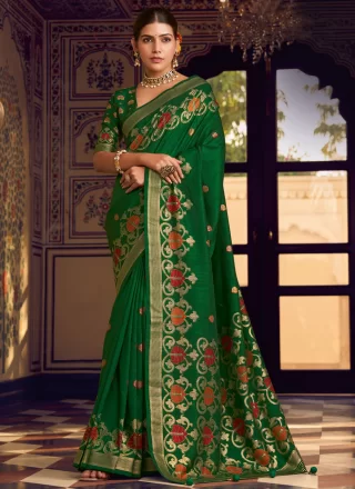 Silk Contemporary Sari with Banarasi Jari Work