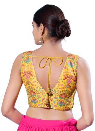 Silk Designer Blouse In Yellow Color