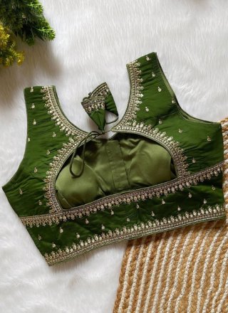 Silk Designer Blouse with Embroidered and Zari Work
