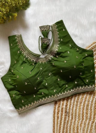 Silk Designer Blouse with Embroidered and Zari Work