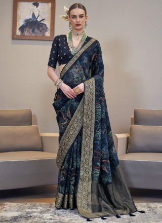 Silk Designer Saree In Blue Color