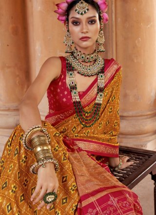 Silk Designer Saree with Patola Print Work