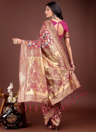 Silk Designer Sari In Maroon Colour