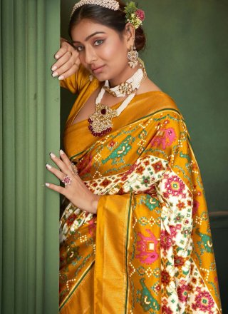Silk Designer Sari with Jacquard and Print Work