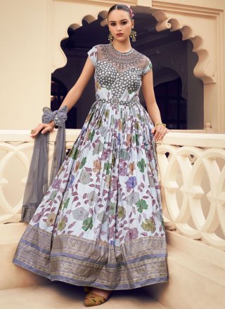 Silk Gown In Off White Color