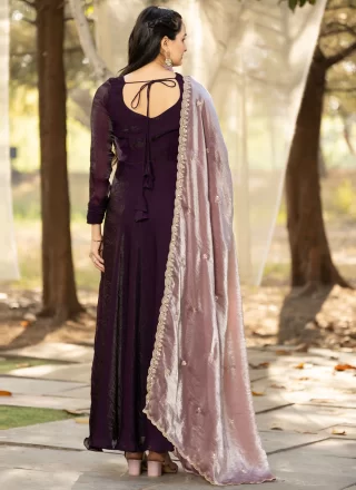 Silk Gown In Purple Color