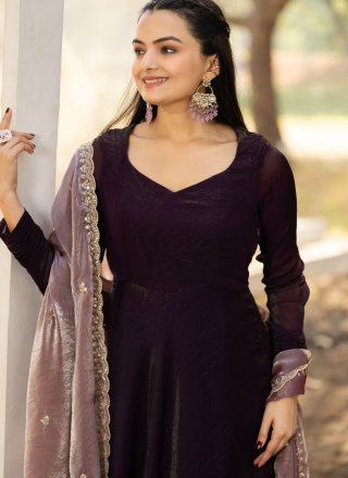 Silk Gown In Purple Color