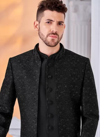 Silk Indo Western In Black Color