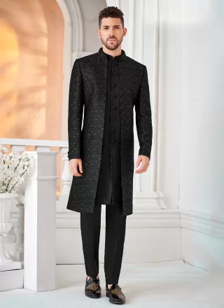 Silk Indo Western In Black Color
