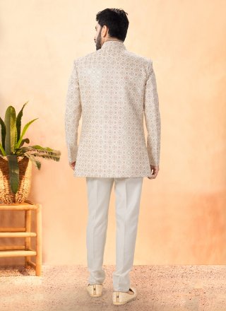 Silk Indo Western In Cream Colour