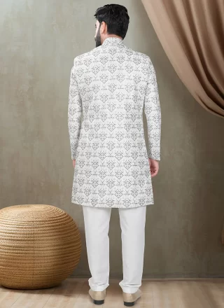 Silk Indo Western In Off White