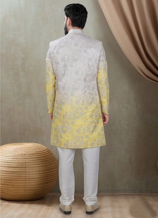 Silk Indo Western with Embroidered, Sequins and Thread Work