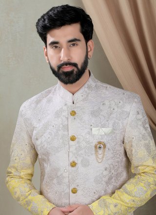 Silk Indo Western with Embroidered, Sequins and Thread Work