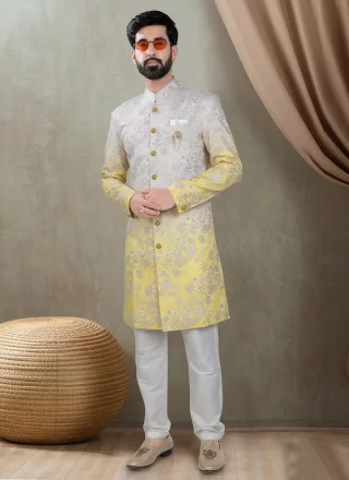 Silk Indo Western with Embroidered, Sequins and Thread Work