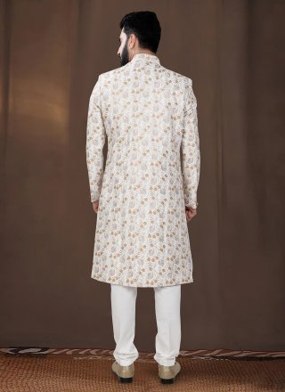 Silk Indo Western with Embroidered, Sequins and Thread Work