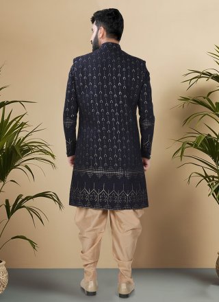 Silk Indo Western with Embroidered, Sequins and Thread Work