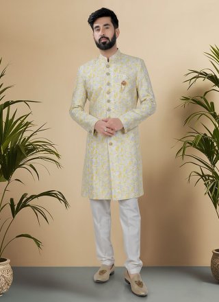 Silk Indo Western with Embroidered, Sequins and Thread Work