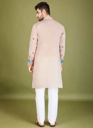 Silk Kurta Mens Wear In Beige