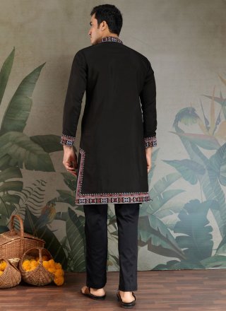 Silk Kurta Mens Wear In Black Colour