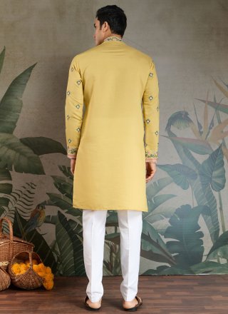 Silk Kurta Mens Wear In Yellow