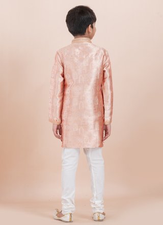 Silk Kurta Pyjama In Peach Colour