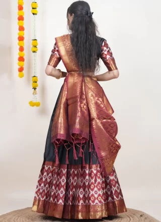 Silk Lehenga Choli In Black Color