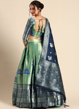 Silk Lehenga Choli In Green Color