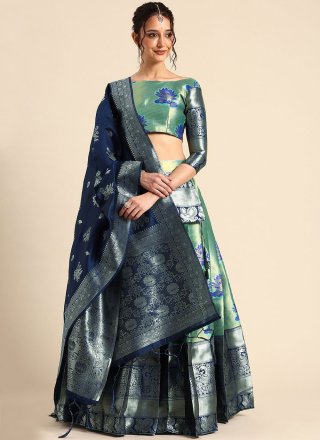 Silk Lehenga Choli In Green Color