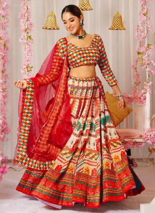 Silk Lehenga Choli In Multi Colour