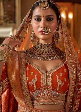 Silk Lehenga Choli In Orange